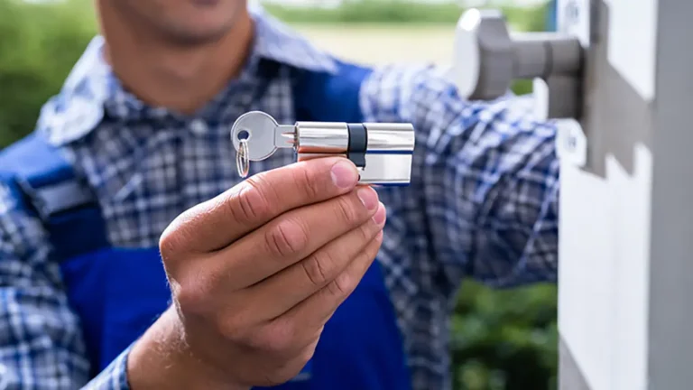 serrurier avec un canon de serrure
